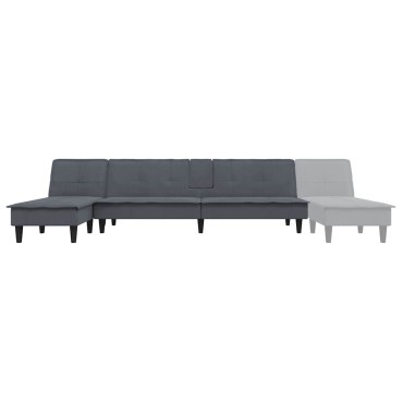 vidaXL Καναπές Κρεβάτι Γωνιακός Σκ. Γκρι 255x140x70cm Βελούδινος 1 τεμ.