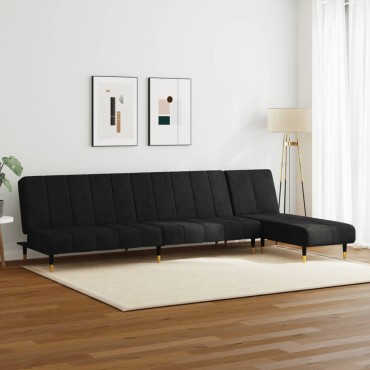 vidaXL Σετ Σαλονιού 2 τεμ. Μαύρο Βελούδινο 200x84,5x69cm  Διθέσιος