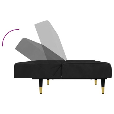 vidaXL Σετ Σαλονιού 2 τεμ. Μαύρο Βελούδινο 200x84,5x69cm  Διθέσιος