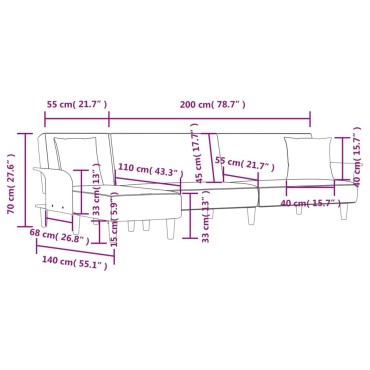 vidaXL Καναπές Κρεβάτι Γωνιακός Σκ. Γκρι 279x140x70cm Υφασμάτινος 1 τεμ.