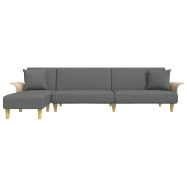 vidaXL Καναπές Κρεβάτι Γωνιακός Σκ. Γκρι 279x140x70cm Υφασμάτινος 1 τεμ.