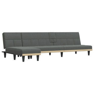 vidaXL Καναπές Κρεβάτι Γωνιακός Σκούρο Γκρι 255x140x70cm Υφασμάτινος 1 τεμ.