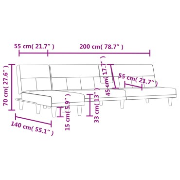 vidaXL Καναπές Κρεβάτι Γωνιακός Σκούρο Γκρι 255x140x70cm Υφασμάτινος 1 τεμ.