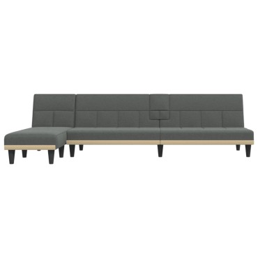 vidaXL Καναπές Κρεβάτι Γωνιακός Σκούρο Γκρι 255x140x70cm Υφασμάτινος 1 τεμ.