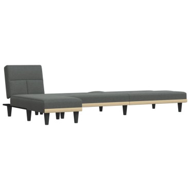 vidaXL Καναπές Κρεβάτι Γωνιακός Σκούρο Γκρι 255x140x70cm Υφασμάτινος 1 τεμ.