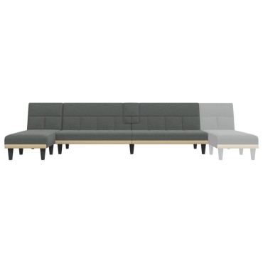 vidaXL Καναπές Κρεβάτι Γωνιακός Σκούρο Γκρι 255x140x70cm Υφασμάτινος 1 τεμ.
