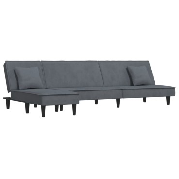 vidaXL Καναπές Κρεβάτι Γωνιακός Σκ. Γκρι 255x140x70cm Βελούδινος 1 τεμ.