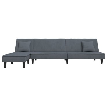 vidaXL Καναπές Κρεβάτι Γωνιακός Σκ. Γκρι 255x140x70cm Βελούδινος 1 τεμ.