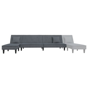 vidaXL Καναπές Κρεβάτι Γωνιακός Σκ. Γκρι 255x140x70cm Βελούδινος 1 τεμ.