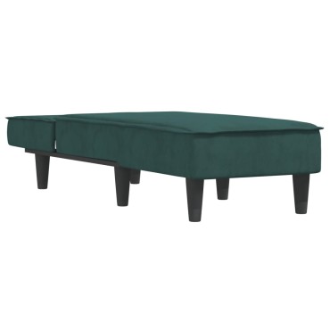 vidaXL Ανάκλιντρο Σκούρο Πράσινο Βελούδινο 55x140x70cm 1 τεμ.