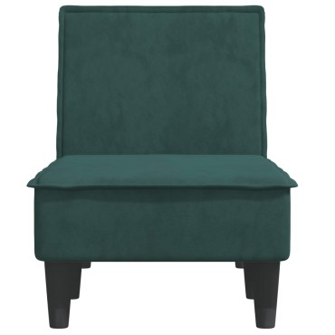 vidaXL Ανάκλιντρο Σκούρο Πράσινο Βελούδινο 55x140x70cm 1 τεμ.