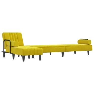 vidaXL Καναπές Κρεβάτι Γωνιακός Κίτρινος 260x140x70cm Βελούδινος 1 τεμ.