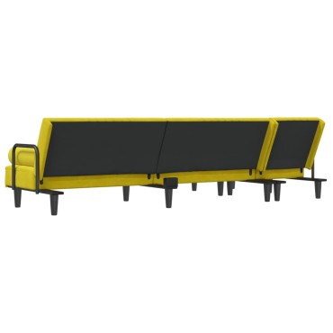 vidaXL Καναπές Κρεβάτι Γωνιακός Κίτρινος 260x140x70cm Βελούδινος 1 τεμ.