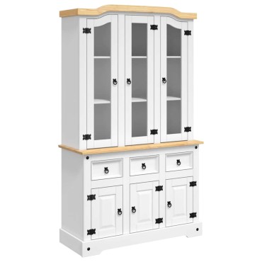vidaXL Βιτρίνα Corona Λευκή 112x43x196cm από Μασίφ Ξύλο Πεύκου 1 τεμ.