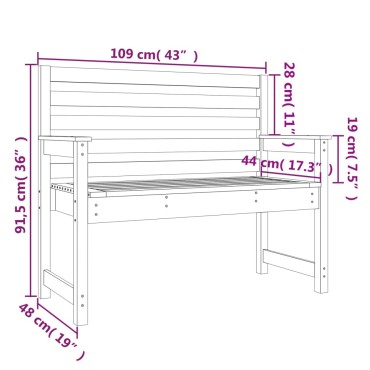 vidaXL Παγκάκι Κήπου Λευκό 109x48x91,5cm από Μασίφ Ξύλο Πεύκου 1 τεμ.