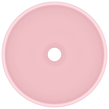 vidaXL Νιπτήρας Πολυτελής Στρογγυλός Ροζ Ματ 32,5x14 εκ. Κεραμικός