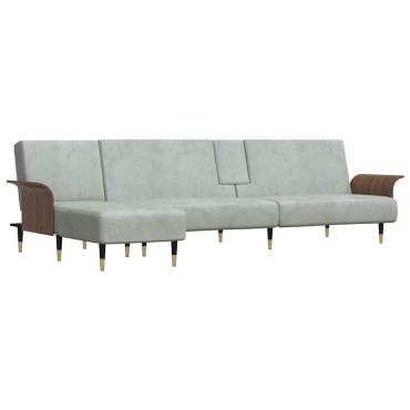 vidaXL Καναπές Κρεβάτι Γωνιακός Αν. Γκρι 279x140x70cm Βελούδινος 1 τεμ.