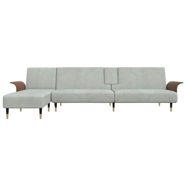 vidaXL Καναπές Κρεβάτι Γωνιακός Αν. Γκρι 279x140x70cm Βελούδινος 1 τεμ.