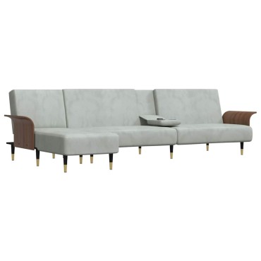 vidaXL Καναπές Κρεβάτι Γωνιακός Αν. Γκρι 279x140x70cm Βελούδινος 1 τεμ.