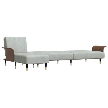 vidaXL Καναπές Κρεβάτι Γωνιακός Αν. Γκρι 279x140x70cm Βελούδινος 1 τεμ.