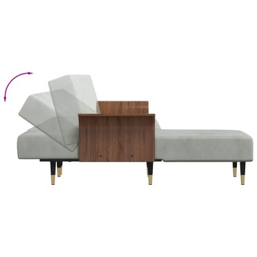 vidaXL Καναπές Κρεβάτι Γωνιακός Αν. Γκρι 279x140x70cm Βελούδινος 1 τεμ.