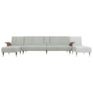 vidaXL Καναπές Κρεβάτι Γωνιακός Αν. Γκρι 279x140x70cm Βελούδινος 1 τεμ.