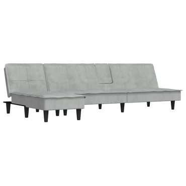 vidaXL Καναπές Κρεβάτι Γωνιακός Αν. Γκρι 255x140x70cm Βελούδινος 1 τεμ.