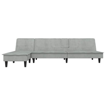 vidaXL Καναπές Κρεβάτι Γωνιακός Αν. Γκρι 255x140x70cm Βελούδινος 1 τεμ.