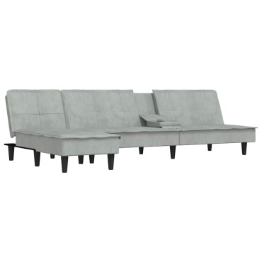 vidaXL Καναπές Κρεβάτι Γωνιακός Αν. Γκρι 255x140x70cm Βελούδινος 1 τεμ.