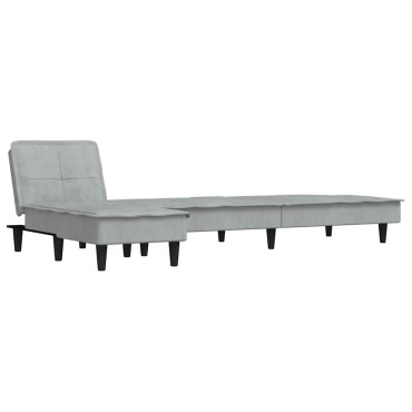 vidaXL Καναπές Κρεβάτι Γωνιακός Αν. Γκρι 255x140x70cm Βελούδινος 1 τεμ.