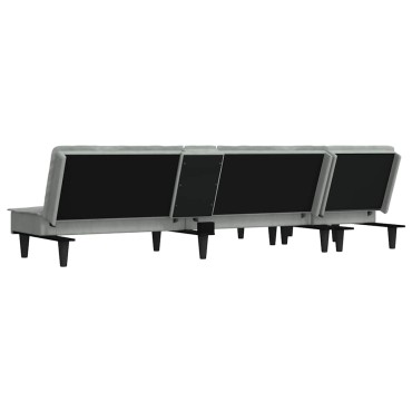 vidaXL Καναπές Κρεβάτι Γωνιακός Αν. Γκρι 255x140x70cm Βελούδινος 1 τεμ.