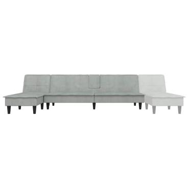 vidaXL Καναπές Κρεβάτι Γωνιακός Αν. Γκρι 255x140x70cm Βελούδινος 1 τεμ.