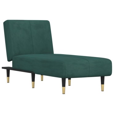 vidaXL Ανάκλιντρο Σκούρο Πράσινο Βελούδινο 55x140x70cm 1 τεμ.
