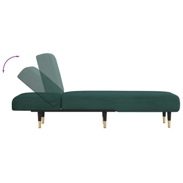 vidaXL Ανάκλιντρο Σκούρο Πράσινο Βελούδινο 55x140x70cm 1 τεμ.