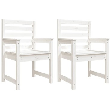 vidaXL Καρέκλες Κήπου 2 τεμ. Λευκές 60x48x91cm Μασίφ Ξύλο Πεύκου