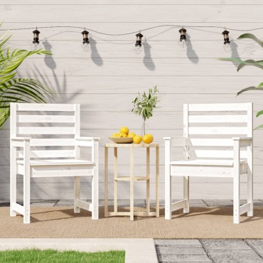 vidaXL Καρέκλες Κήπου 2 τεμ. Λευκές 60x48x91cm Μασίφ Ξύλο Πεύκου
