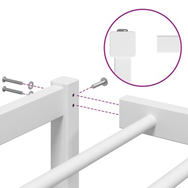 vidaXL Μεταλλικό Πλαίσιο Κρεβατιού Λευκό 180x200cm 1 τεμ. - Διπλό