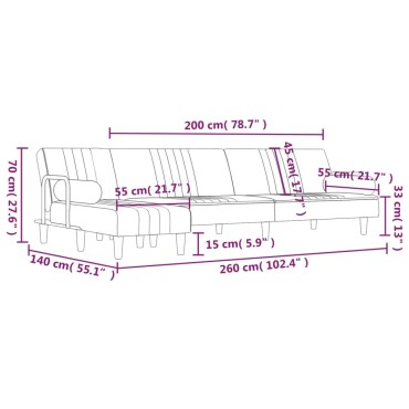 vidaXL Καναπές Κρεβάτι Γωνιακός Σκ. Πράσινο 260x140x70cm Βελούδινος 1 τεμ.