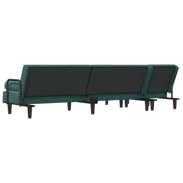 vidaXL Καναπές Κρεβάτι Γωνιακός Σκ. Πράσινο 260x140x70cm Βελούδινος 1 τεμ.