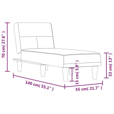 vidaXL Ανάκλιντρο Ανοιχτό Γκρι Υφασμάτινο 55x140x70cm 1 τεμ.