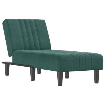 vidaXL Ανάκλιντρο Σκούρο Πράσινο Βελούδινο 55x140x70cm 1 τεμ.