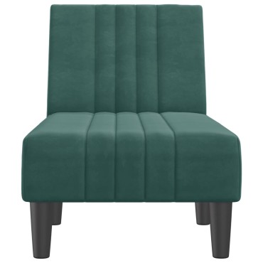 vidaXL Ανάκλιντρο Σκούρο Πράσινο Βελούδινο 55x140x70cm 1 τεμ.