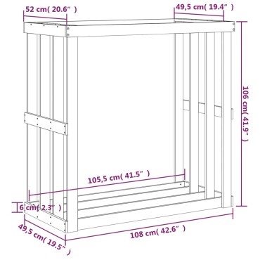 vidaXL Ξυλοθήκη Εξ. Χώρου Λευκή 108x52x106 εκ. από Μασίφ Ξύλο Πεύκου