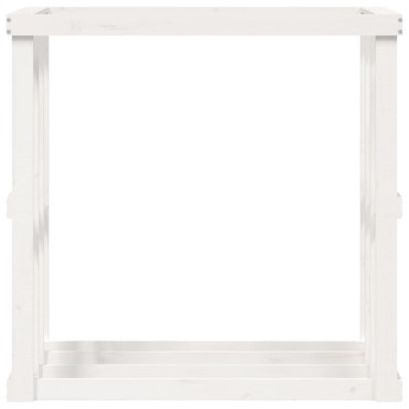 vidaXL Ξυλοθήκη Εξ. Χώρου Λευκή 108x52x106 εκ. από Μασίφ Ξύλο Πεύκου