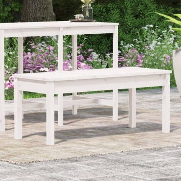 vidaXL Παγκάκι Κήπου Λευκό 109x44x45cm από Μασίφ Ξύλο Πεύκου 1 τεμ.