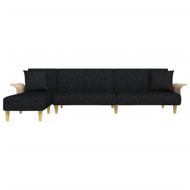 vidaXL Καναπές Κρεβάτι Γωνιακός Μαύρος 279x140x70cm Υφασμάτινος 1 τεμ.