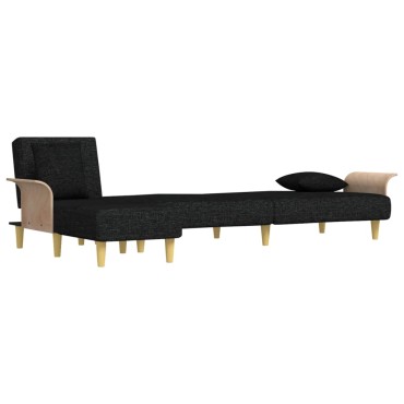 vidaXL Καναπές Κρεβάτι Γωνιακός Μαύρος 279x140x70cm Υφασμάτινος 1 τεμ.