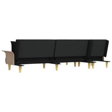 vidaXL Καναπές Κρεβάτι Γωνιακός Μαύρος 279x140x70cm Υφασμάτινος 1 τεμ.