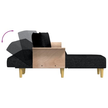 vidaXL Καναπές Κρεβάτι Γωνιακός Μαύρος 279x140x70cm Υφασμάτινος 1 τεμ.