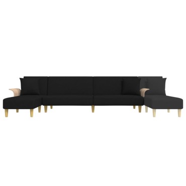 vidaXL Καναπές Κρεβάτι Γωνιακός Μαύρος 279x140x70cm Υφασμάτινος 1 τεμ.